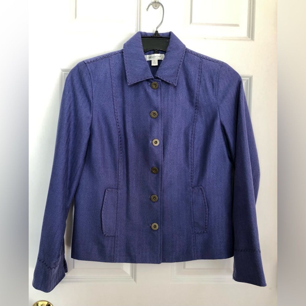 COLDWATER CREEK PURPLE BLAZER/JACKET SIZE 8 BUTTON DOWN EMBROIDERED FULL LINED